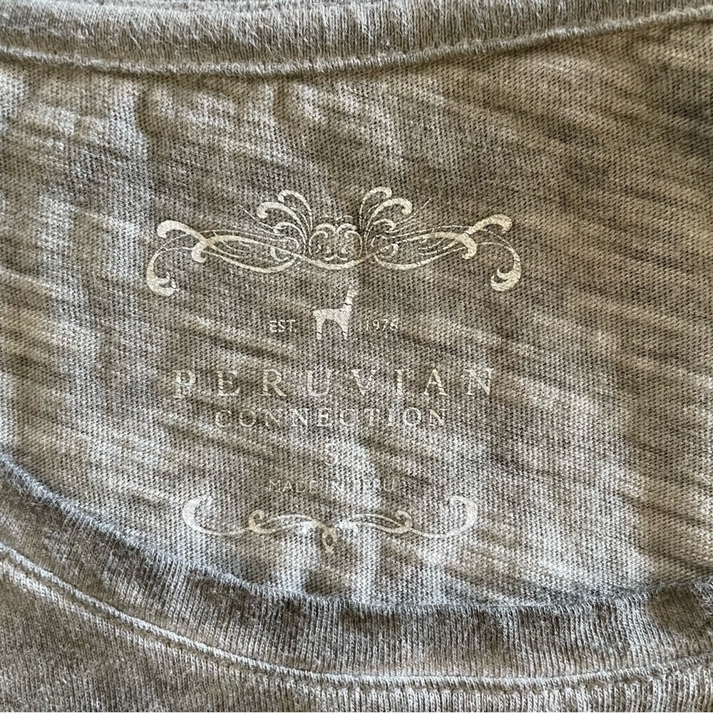 Peruvian Connection Long Sleeve Tee Shirt Women’s S Gray Stone Wash Scoop Casual - Picture 2 of 8